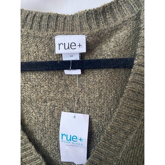 Rue 21 Plus Size Women's Olive Green V-Neck Cold Shoulder Sweater Size 3X - Picture 4 of 11